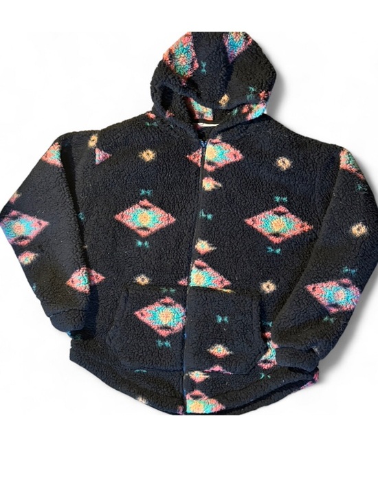 SO Tops - SO Sherpa Aztec Print Fleece Zip Hoodie Size Large